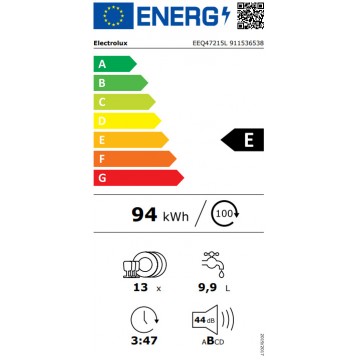 Electrolux EEQ47215L Πλήρως Εντοιχιζόμενο Πλυντήριο Πιάτων για 13 Σερβίτσια Π59.6xY81.8εκ.